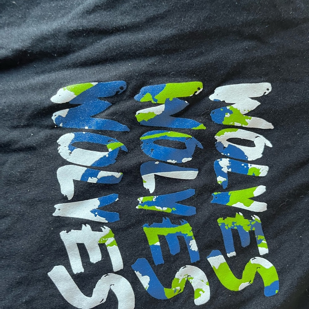 Mn Timberwolves Black Graphic Tee with Blue, Green & White 'WAVES' Te